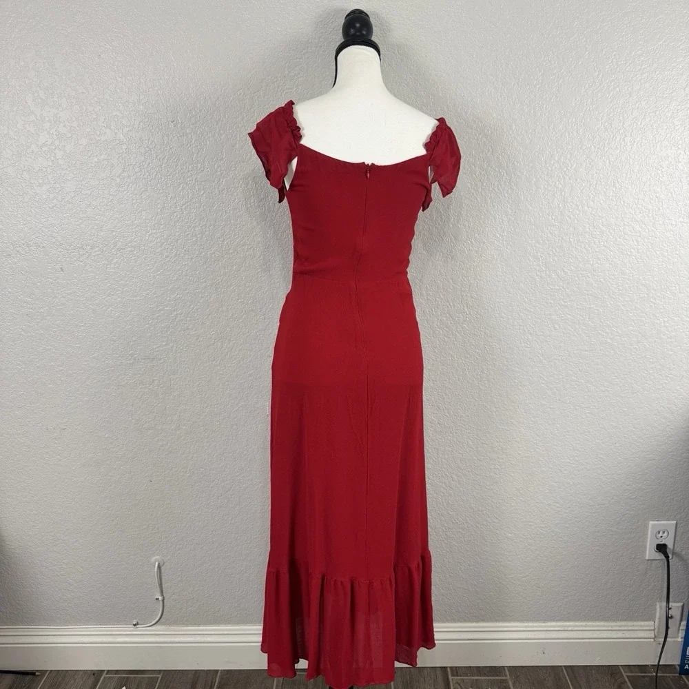 Reformations Dress Red Women 10 Butterfly Cherry Milkmaid Babydoll Maxi Romantic